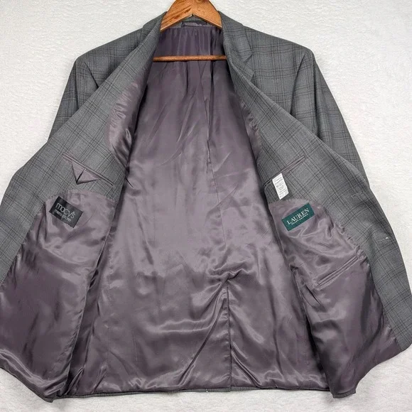 Lauren Ralph Lauren Suit Jacket Mens 50L Glen Plaid Blazer Ultraflex Stretch - Picture 5 of 11